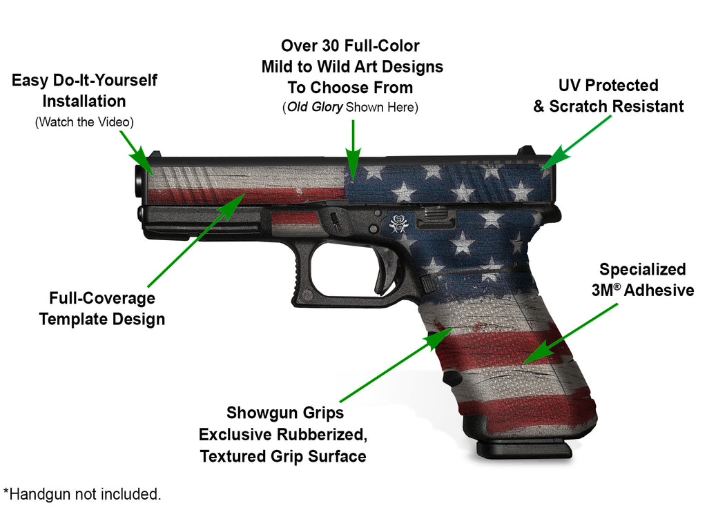 Glock 19X Decal Grip | Textured Gun Wrap Kit | Grim Reaper