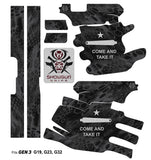 Glock 23 Gen 3 Decal Grip Kit - Come and Take It Packaging