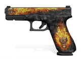 Glock 17 Gen 5 Decal Grip Kit - NITRO in Black with Flaming Skull