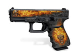 Glock 19 Gen 3 Decal Grip Kit - NITRO in Black with Flaming Skull