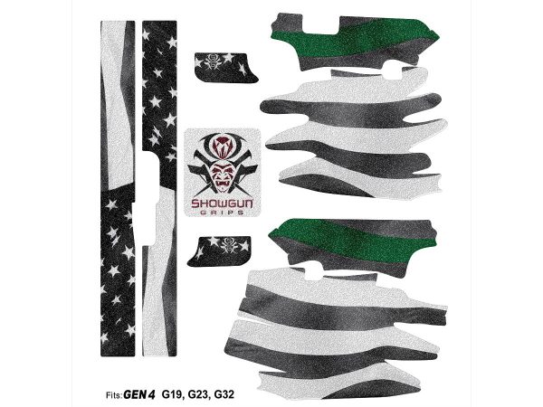 Glock 19 Gen 4 Decal Grip - Thin Green Line - Image 3
